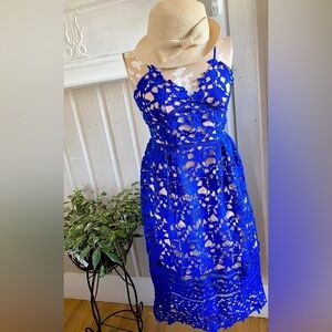 Blue Lace Dress|cutwork|spaghetti straps